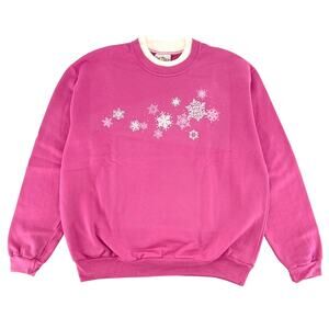 Y2K pink snowflake double collar sweatshirt 2000s vintage